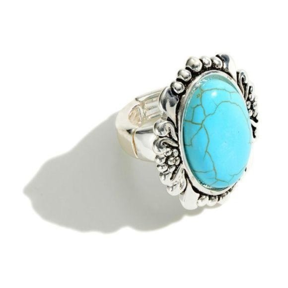 Jewelry - New Turquoise Ring Featuring Engraved Detail
